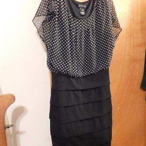 Polka Dot Blousy Layered Dress Gathered Pleated Pull on  Size 12